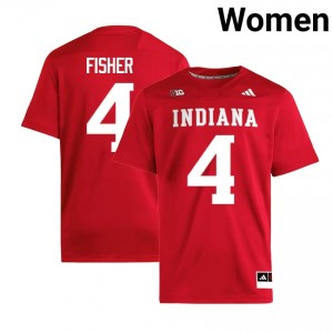 Women's Aiden Fisher Crimson Indiana Hoosiers #4 College Football Stitched Jersey 838591-844