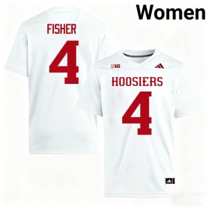 Women's Aiden Fisher White Indiana Hoosiers #4 College Football Official Jerseys 581215-921