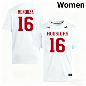 Women Alberto Mendoza White Indiana Hoosiers #16 College Football High School Jerseys 581269-598