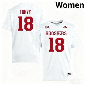 Women's Andrew Turvy White Indiana Hoosiers #18 College Football Replica Jerseys 753084-123
