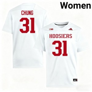 Womens Anthony Chung White Indiana Hoosiers #31 College Football Official Jersey 979861-888