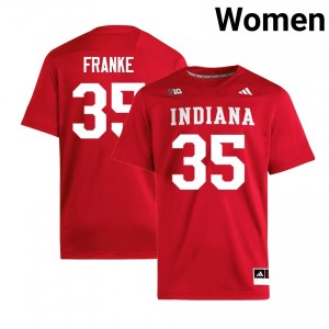 Women Brendan Franke Crimson Indiana Hoosiers #35 College Football Official Jersey 261398-253