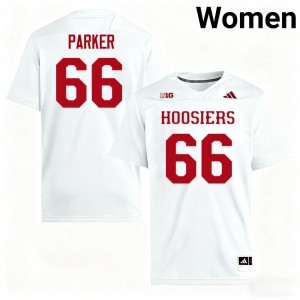 Womens Evan Parker White Indiana Hoosiers #66 College Football Embroidery Jersey 789990-625