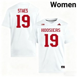 Womens Holden Staes White Indiana Hoosiers #19 College Football Embroidery Jersey 885109-323