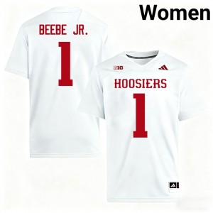 Womens Lee Beebe Jr. White Indiana Hoosiers #1 College Football Replica Jerseys 133087-792