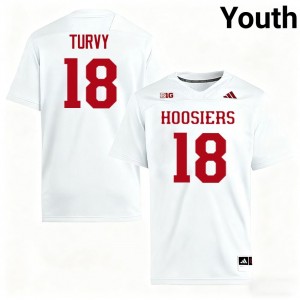 Youth Andrew Turvy White Indiana Hoosiers #18 College Football Stitched Jerseys 903232-754