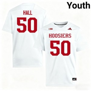 Youth Jhrevious Hall White Indiana Hoosiers #50 College Football Replica Jersey 423948-586