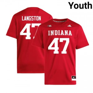 Youth Mark Langston Crimson Indiana Hoosiers #47 College Football NCAA Jerseys 464481-296